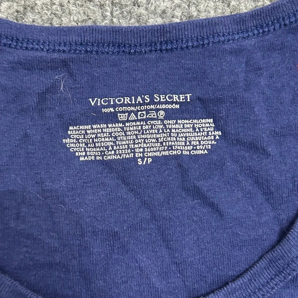 Victoria's Secret Nightshirt Womens Size S Blue Cotton Graphic Logo Sleep Shirt